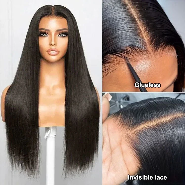 Glueless 4x4 Lace Closure Pre Plucked Straight Wigs