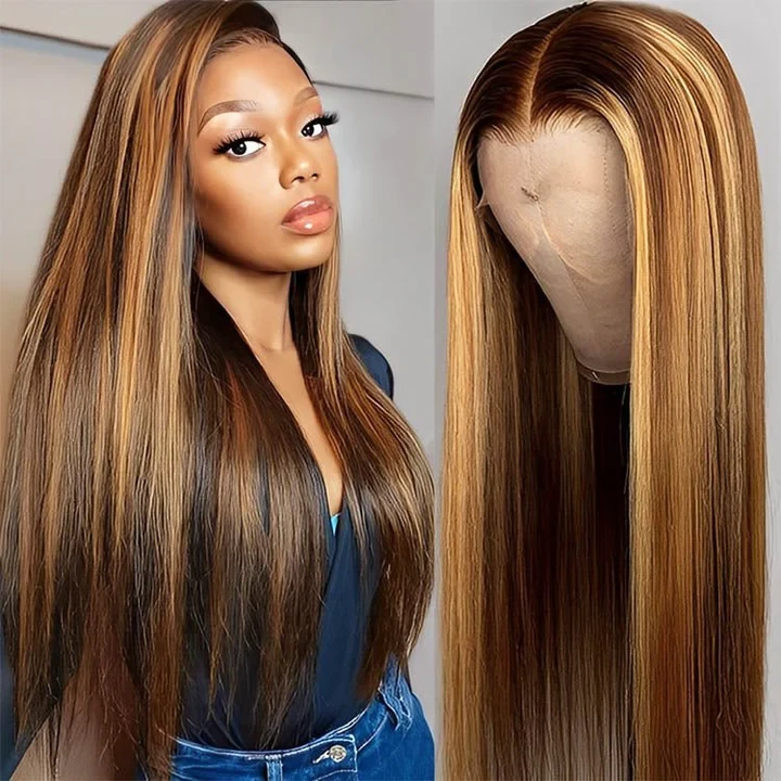 Transparent Lace Highlight Straight 4 X 4 Lace Frontal Wig