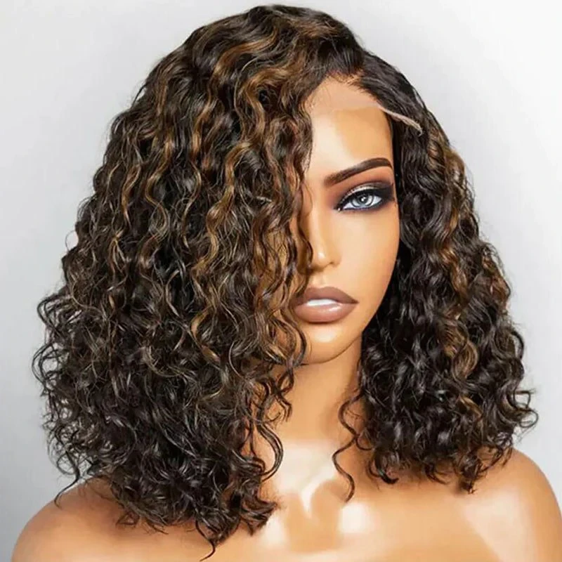 13x4 Lace Frontal Highlight Water Wave Bob Wig