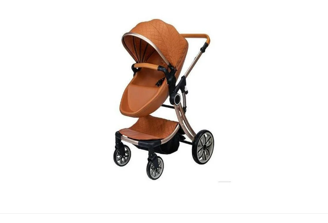 Luxury Egg Shell Baby Strollers Pram 2 in 1 Mustard