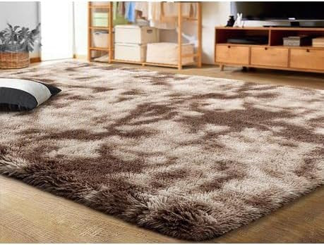 HEE-Brown Shaggy Fluffy Carpets(Rug)(160 x 230cm)-2 Tone