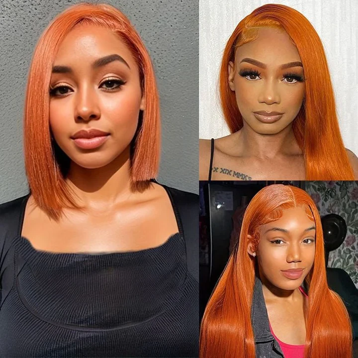 Glueless 13x4 Orange Ginger Lace Bob Wig