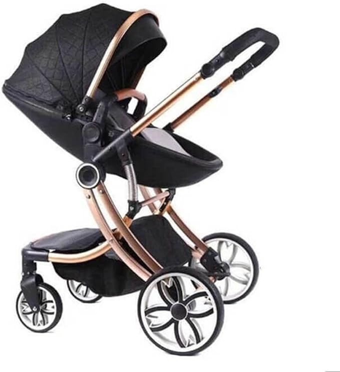 Luxury Egg Shell Baby Strollers Pram 2 in 1 Black