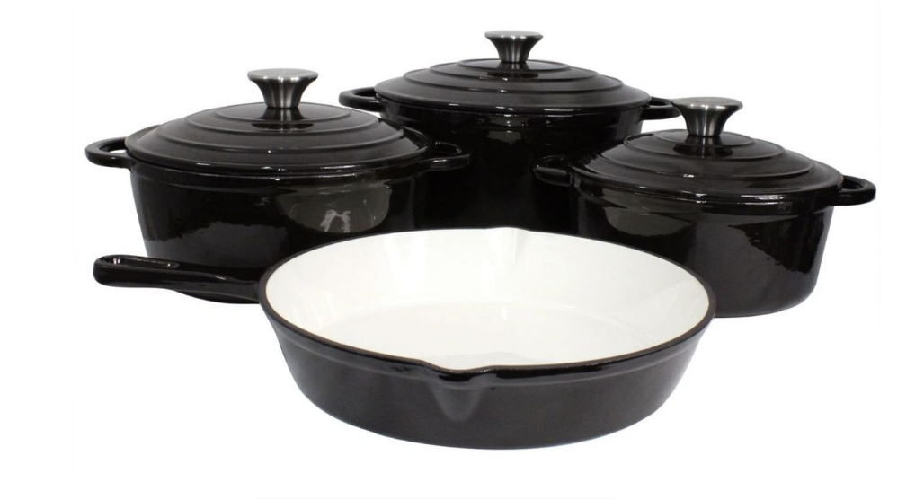 7 Piece Cast Iron Dutch Oven Cookware Pot Set