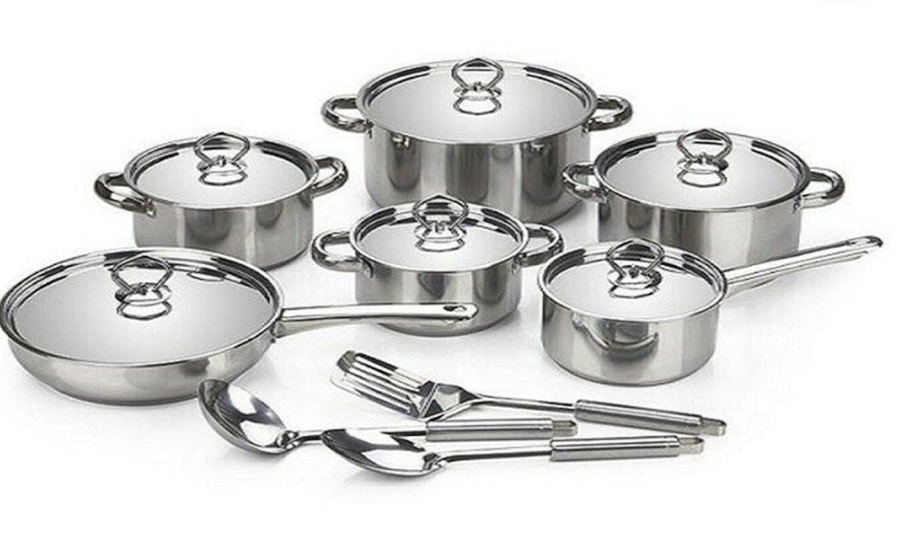 15-Piece Stainless Steel Cookware Set Heavy Bottom