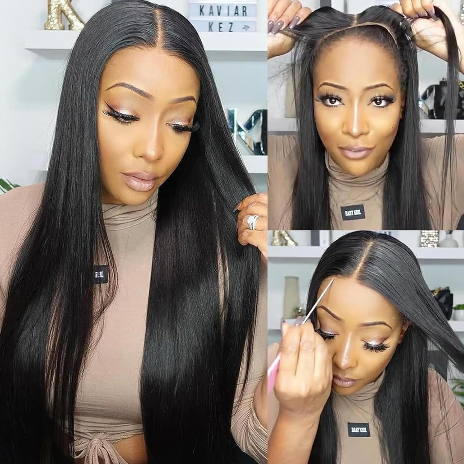 Wear And Go Glueless Ear To Ear Lace Front Wigs Hair Pre Plucked Hairline